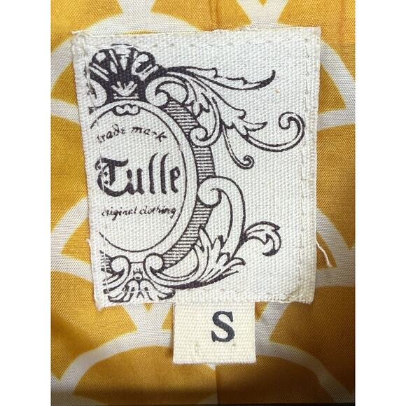 Tulle Anthropologie Pea Coat Women’s Sz S Retro 60s Wool Blend Mustard Jacket - Picture 6 of 11